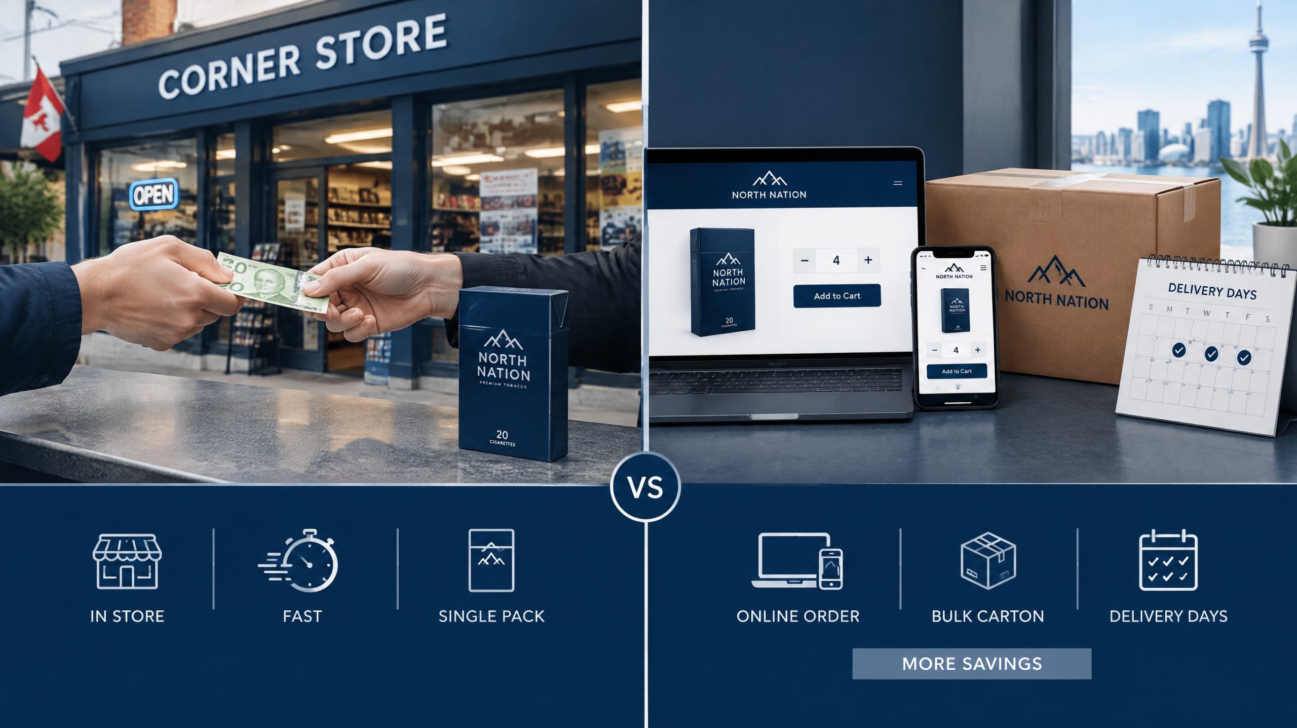 Online carton pricing versus corner store speed: the trade-off Canadian smokers weigh.